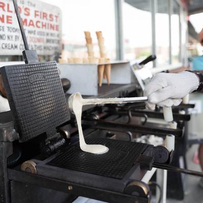 Ice cream cone baking.