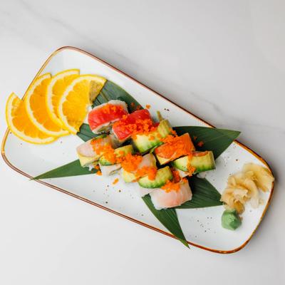 Rainbow sushi rolls.
