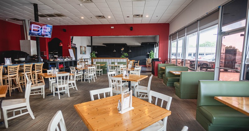 Interior, bar area and dining area