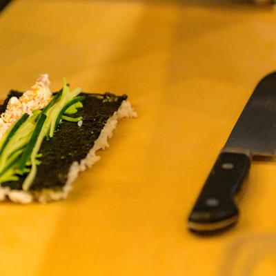 The preparation process of sushi.
