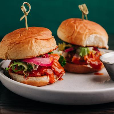 Buffalo Chicken Bacon Meatball Sliders.