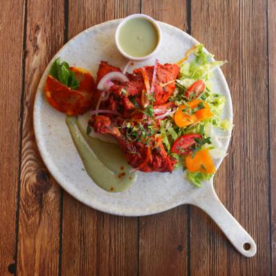 Tandoor Chicken, served.