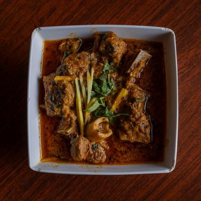 Goat Karahi dish, top view.