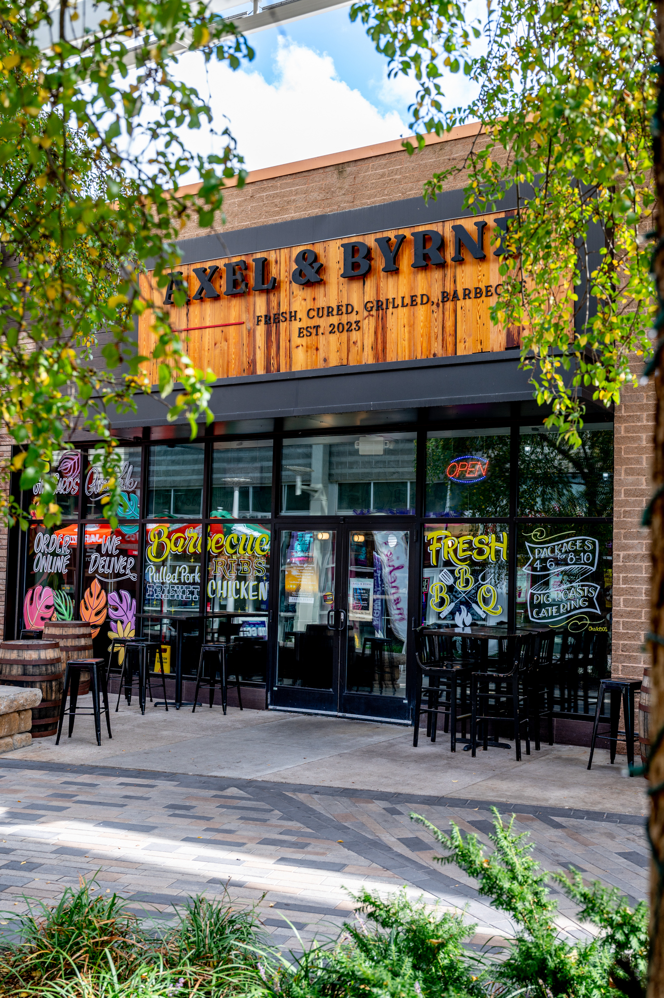 Exterior, front view to restaurant, entrance