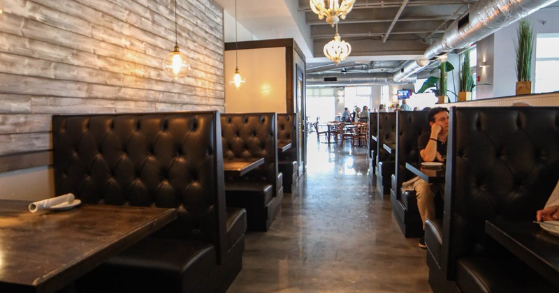 Interior, seating booths lined up