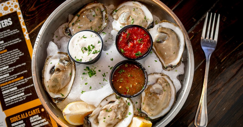 Half shell oysters, top view