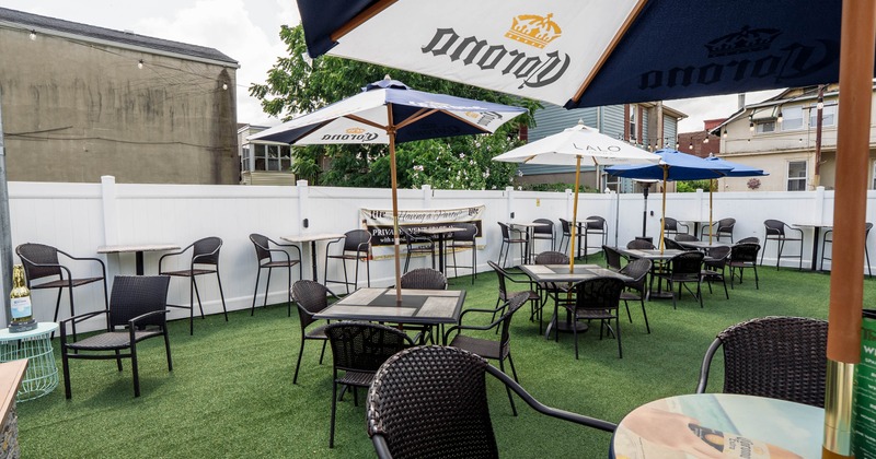Outdoor patio on artificial grass