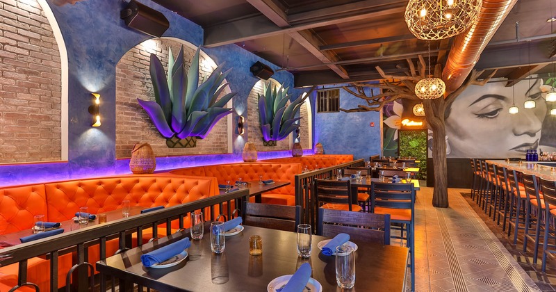 Inside, booths, tables, chairs