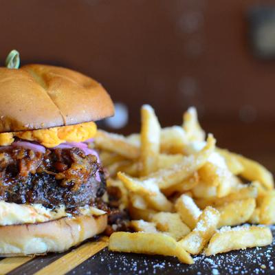 Repeal Bourbon and Burgers, a gourmet burger and fries.