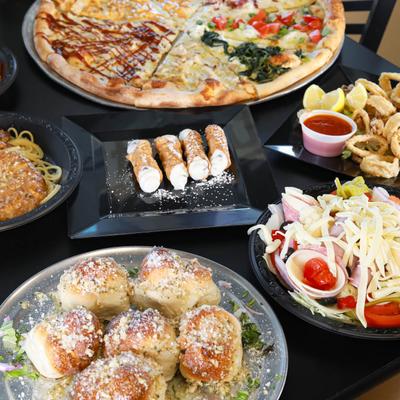 Assortment of Italian dishes.