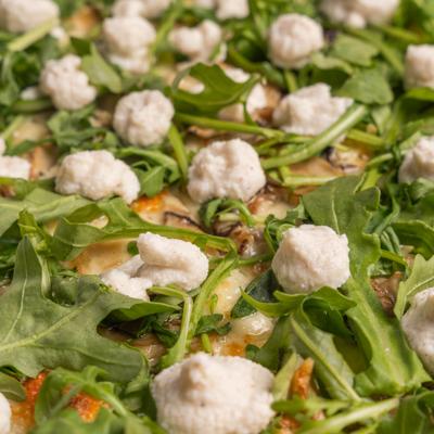 Mushroom Ricotta Pizza, close-up.