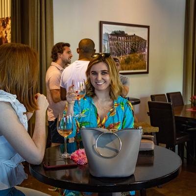 women enjoying wine