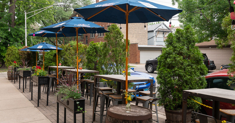 Exterior bar tables and chairs