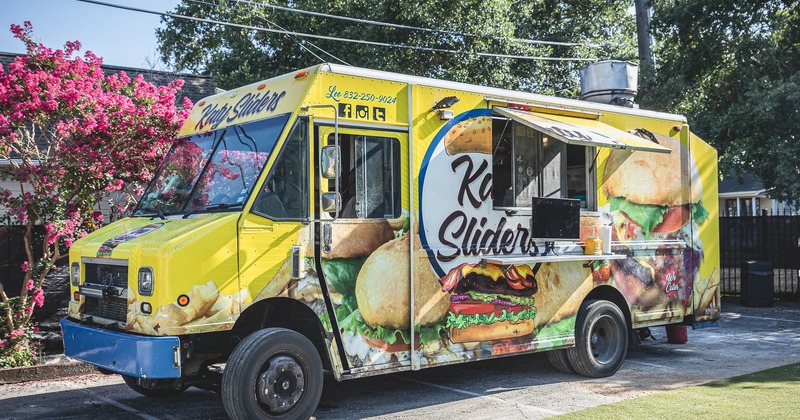 Colorful food van on the street