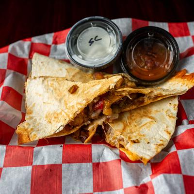 Quesadilla with dips.
