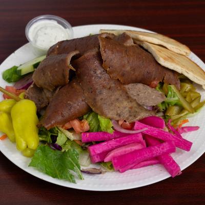 Traditional gyro salad.