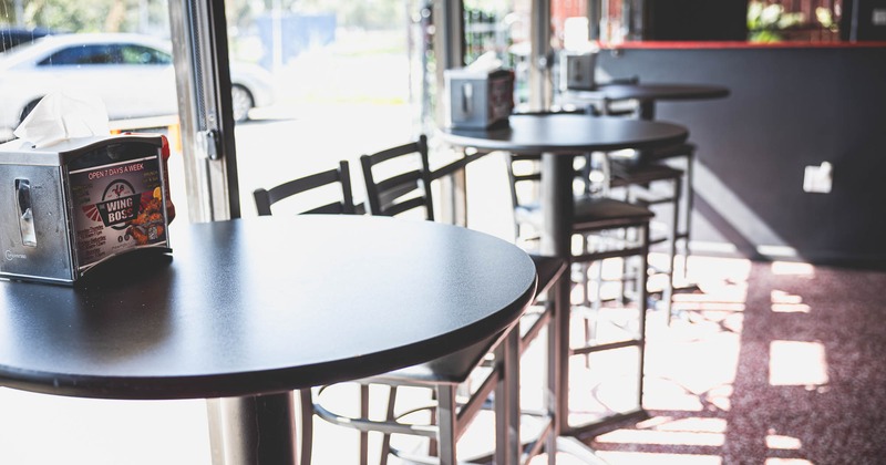 Interior, high seating tables and chairs