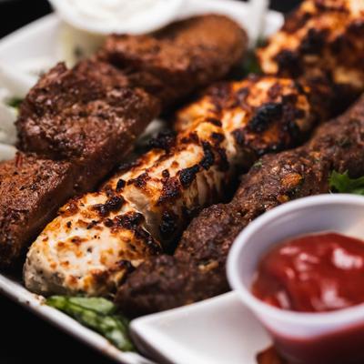 Mixed kabob platter.