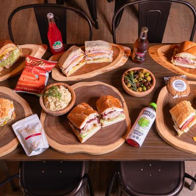 Food and drink assortment.