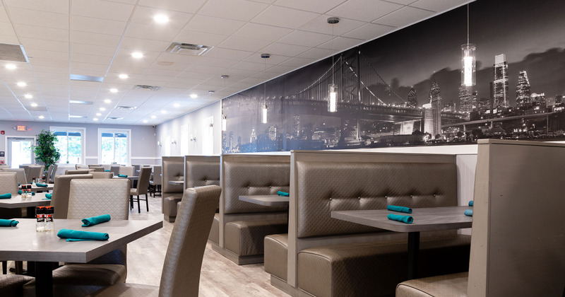 Interior, tables and a wall with picture