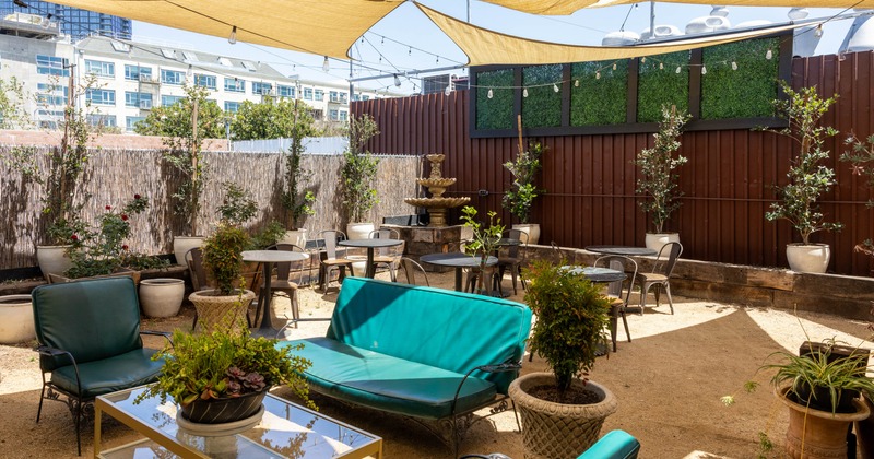 A sunny outdoor seating area