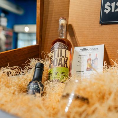 Drink bottles on display.