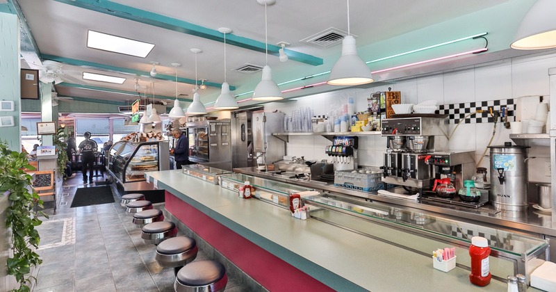Interior, dining bar with stools