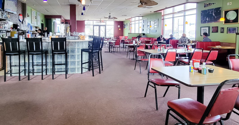 Restaurant interior,seating area