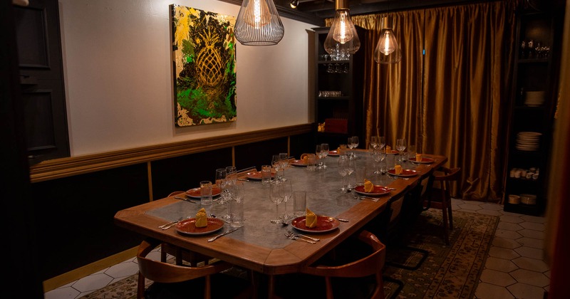 Interior, table ready for guests