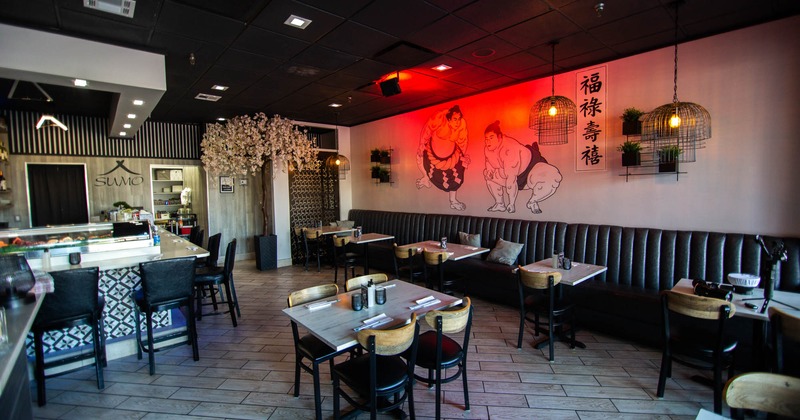 Dining area, tables ready for guests