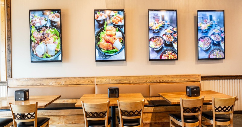 Interior, Bench seating, tables, and chairs in the dining room