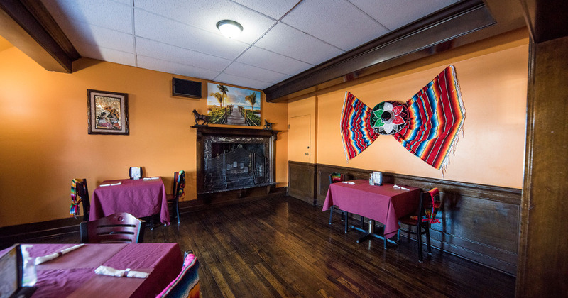 Interior, tables ready for guests