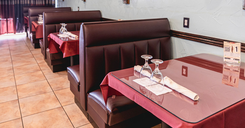 Interior, booths ready for guests