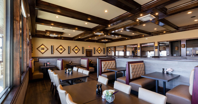 Interior, tables and booths at the dining area