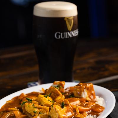 Chicken Curry and Guinness beer.