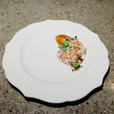 Ice cream with shredded coconut.