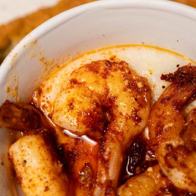 Shrimp and Grits, close-up.