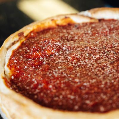 Stuffed Cheese Pizza, closeup