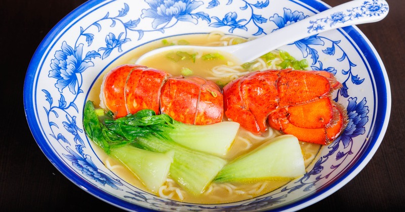 Lobster and bok choy noodle soup