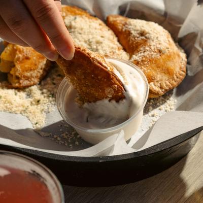 Empanadas and dip.