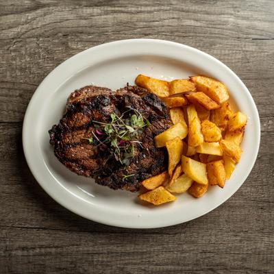 Steak with potato ghee roast.