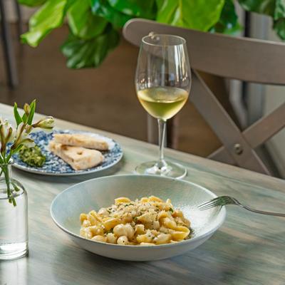 Conchiglie ai Quattro Formaggi - Shells in 4 Cheeses: Fontina, Gruyere, Mozzarella, Parmigiana.