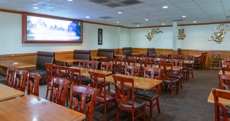 Dining area, tables ready for guests