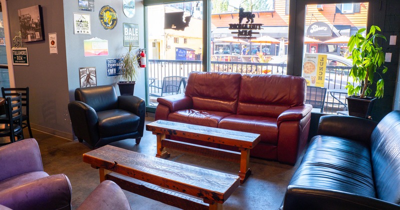 Interior, couch, armchairs, coffee table