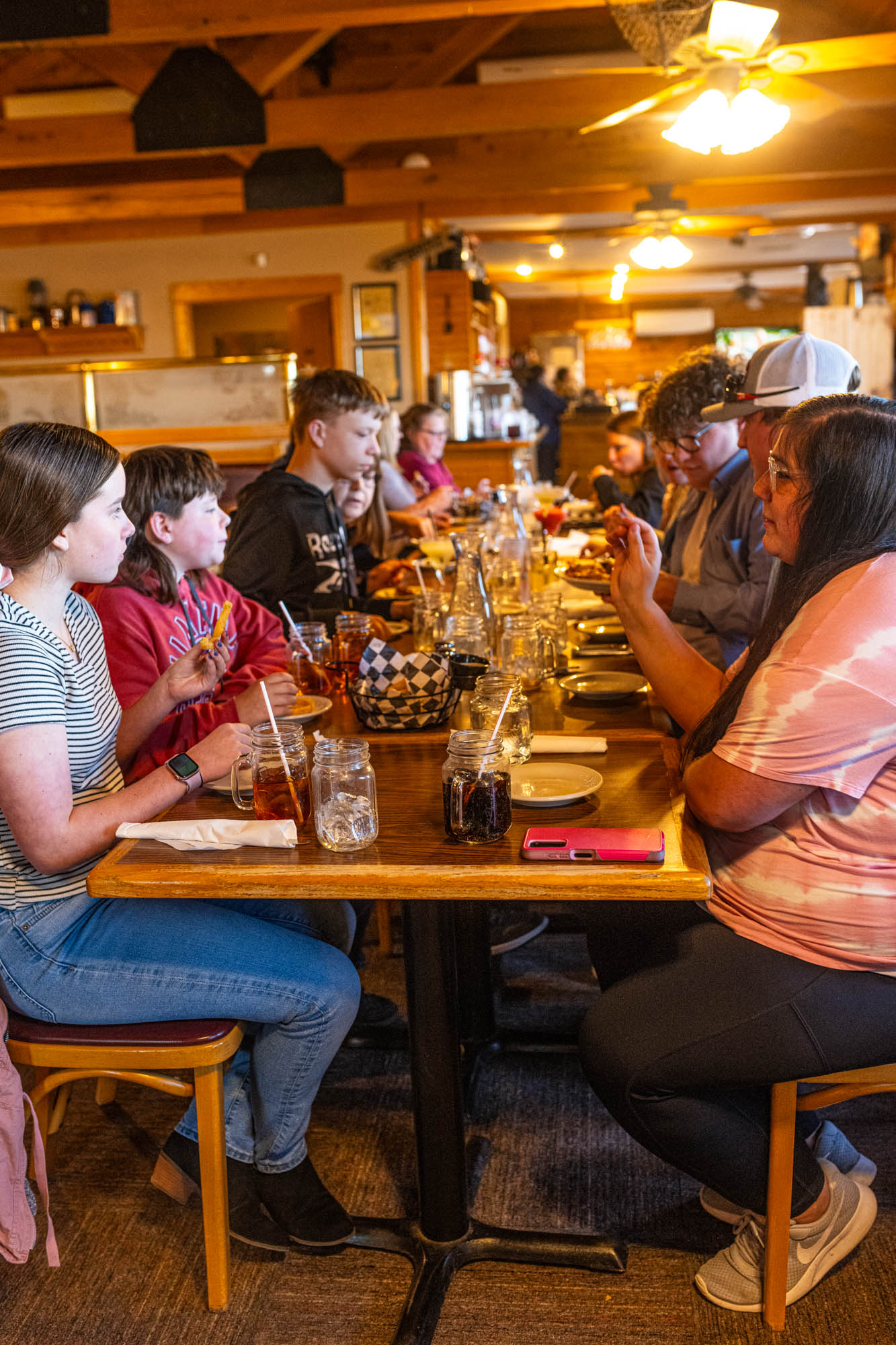 Dining area interior, tables and seating