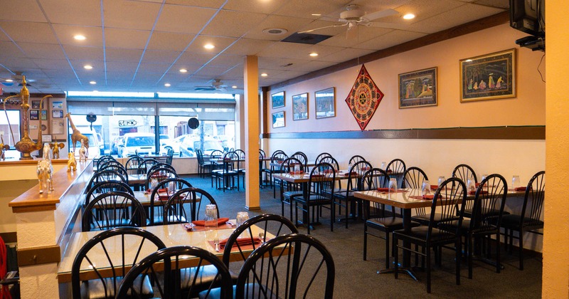 Interior, tables and chairs