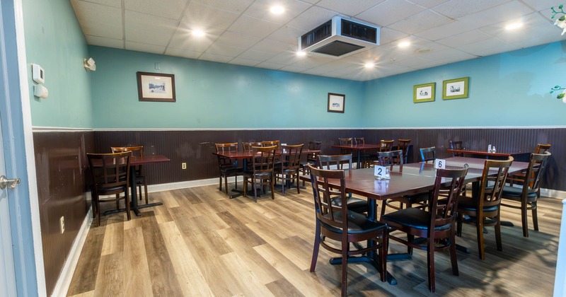 Interior seating area ready for guests