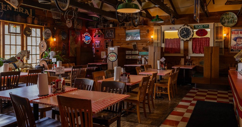 Interior, tables and chairs ready for guests