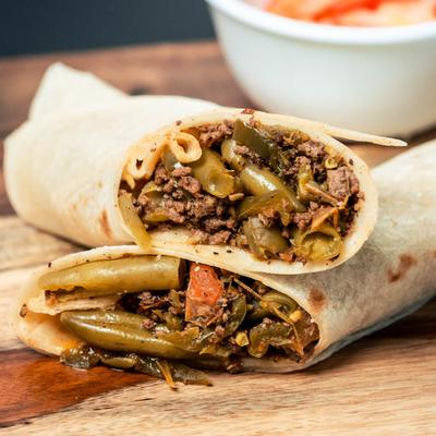 Picadillo burrito.