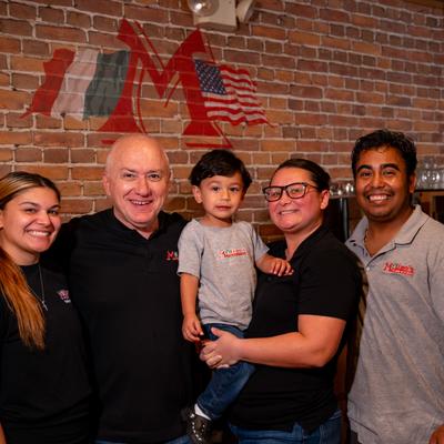 Interior, the owner with family.